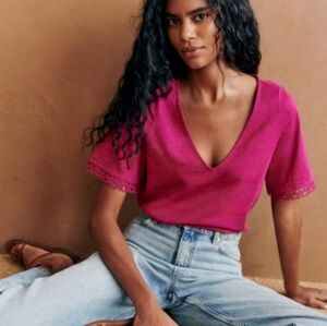 Sezane Lorna T Shirt Plum Pink XS